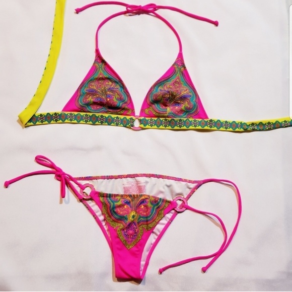 VICTORIA'S SECRET Bikini Hot Pink Paisley Print - Picture 6 of 8
